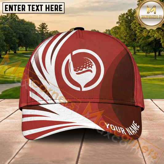 Maxcorners Golf Red Swirl Design Personalized Cap