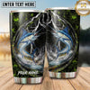 Maxcorners Fishing Tumbler Green Storm Lightning Forest Design Personalized Name Tumbler (13 Species)