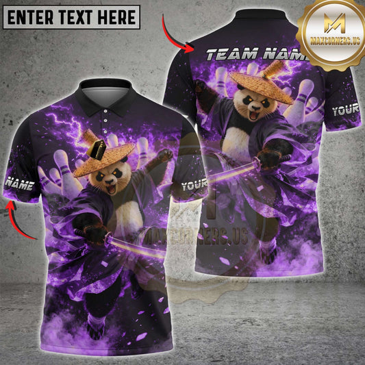 Maxcorners Bowling Panda Warrior Fire Dartboard Action Multicolor Customized Name, Team Name 3D Shirts