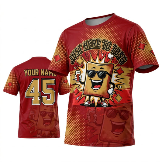 Maxcorners Cornhole Red Fire Bag King Mascot Personalized Name 3D Unisex Shirt