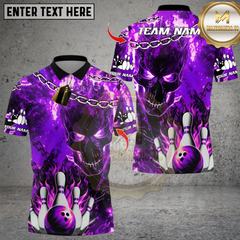 Maxcorners Bowling Skull Flame Multioptions Personalized Name, Team Name Unisex 3D Shirts