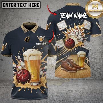 Maxcorners Bowling Beer Frame Bonanza Personalized Name, Team Name 3D Shirt