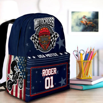 Maxcorners Motocross 5 Personalized Name And Number Backpack