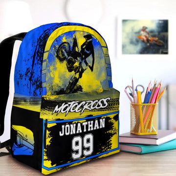 Maxcorners Motocross 18 Personalized Name And Number Backpack