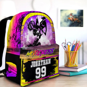 Maxcorners Motocross 24 Personalized Name And Number Backpack
