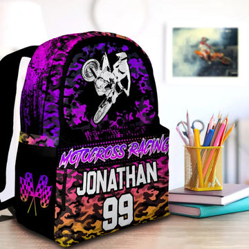Maxcorners Motocross 39 Personalized Name And Number Backpack