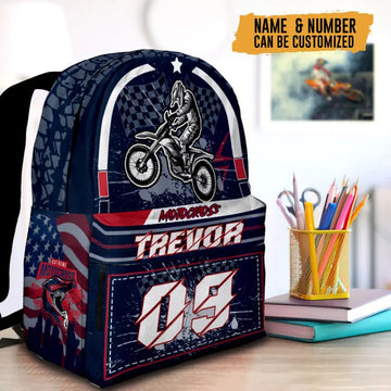Maxcorners Motocross 47 Personalized Name And Number Backpack