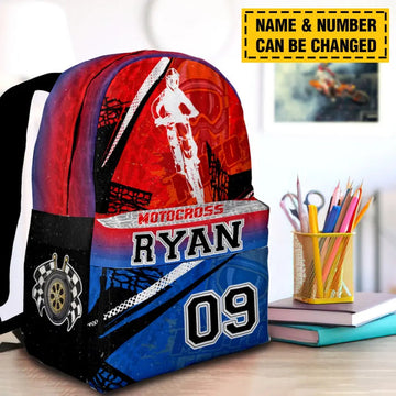 Maxcorners Motocross 57 Personalized Name And Number Backpack