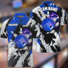 Maxcorners Bowling and Pins Hexagram 2 Multicolor Option Customized Name 3D Shirt