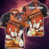 Maxcorners Bowling and Pins Abstract Grunge Texture, Multicolor Option Customized Name 3D Shirt