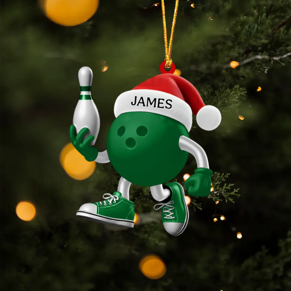 Maxcorners Personalized Cute Green Bowling Ornament Christmas Gift for Bowling Lover MT1611