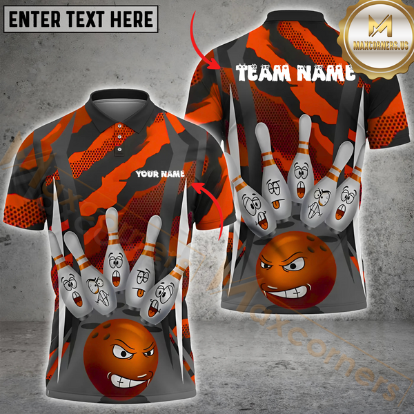Maxcorners  Bowling Furious Strike Multicolor Customized Name, Team Name 3D Shirts