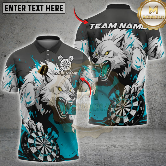 Maxcorners Darts Fierce Wolf Dartboard Multicolor Customized Name, Team Name 3D Shirts