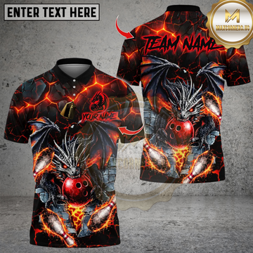 Maxcorners Bowling Thunder Dragon Multicolor Customized Name, Team Name 3D Shirt 5