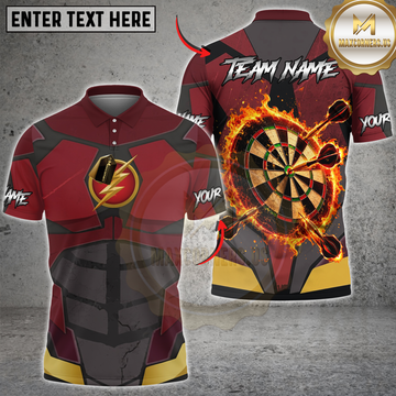 Maxcorners Darts Flaming Bullseye Personalized Name 3D Unisex Shirt