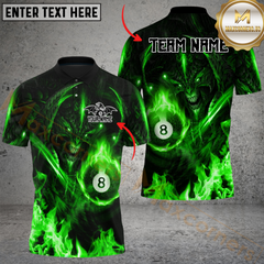 Maxcorners Billiard 8-Ball Pool Hell Fire Dragon Multicolor Personalized Name, Team Name 3D Shirt