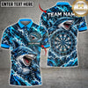Maxcorners Darts Furious Shark Mascot Ocean Waves Target Board Splash Graphic Multicolor Customized Name, Team Name 3D Shirts