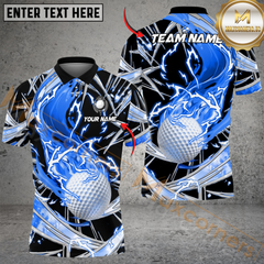 Maxcorners Fireball Swing Golf Polo Shirt, Customized Name & Team Name 3D Shirts (4 Colors)