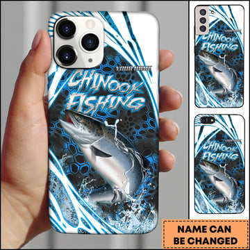 Maxcorners Chinook Fishing Blue Hexagon Splash Personalized Name 3D Phone Case