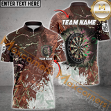 Maxcorners Darts Grunge Break Dartboard  Customized Name, Team Name 3D Polo Shirt