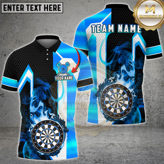 Maxcorners Darts Flaming Dartboard Black Gold Geometric Multicolor Options Personalized Name, Team Name 3D Shirt (4 Colors)