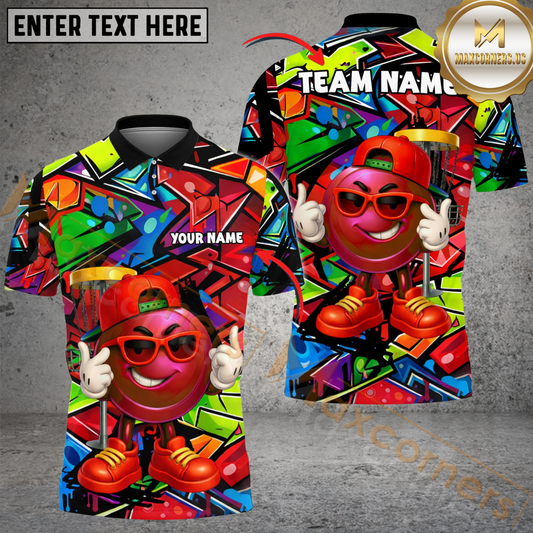 Maxcorners Street King Disc Golf Polo Shirt Personalized Name, Team Name 3D Shirt (4 Colors)