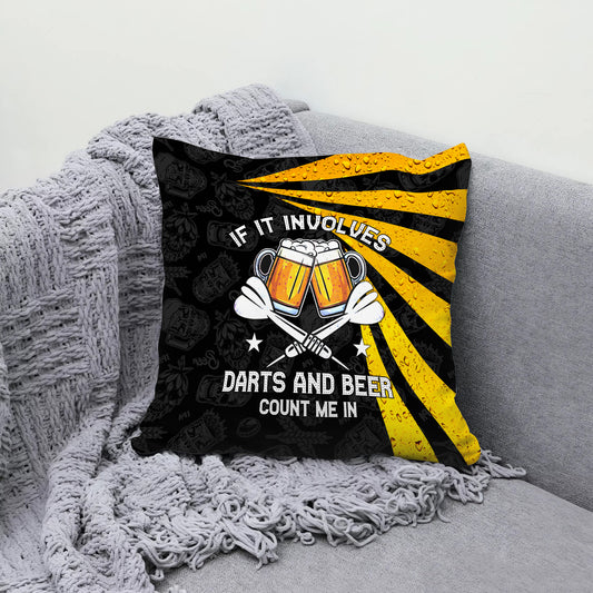 Maxcorners Darts Count Me In Beer Splash Customized Name 3D Pillow