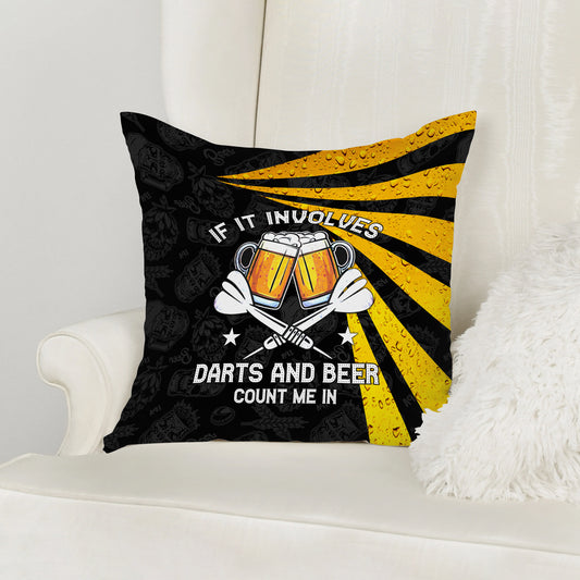 Maxcorners Darts Count Me In Beer Splash Customized Name 3D Pillow