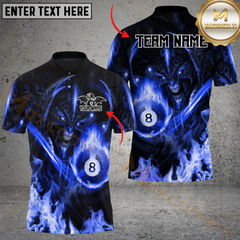 Maxcorners Billiard 8-Ball Pool Hell Fire Dragon Multicolor Personalized Name, Team Name 3D Shirt