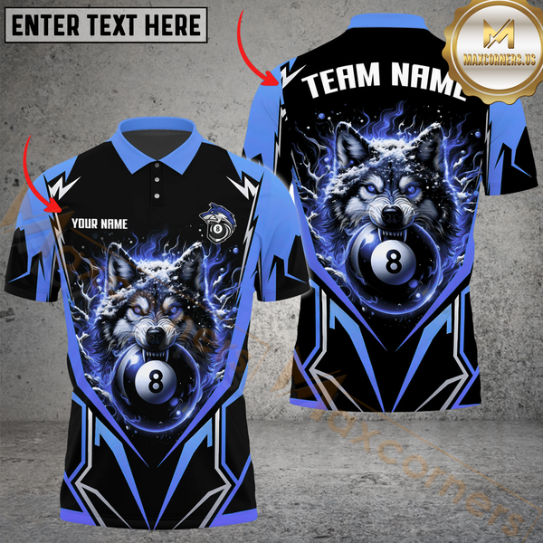 Maxcorners Billiard Pool 8 Ball Arctic Wolf Personalized Name Men And Women 3D Polo Shirt Custom Billiard Team Jersey For Tammie