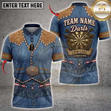 Maxcorners Darts Western Denim Shirt Style Dartboard Personalized Name 3D Unisex Shirt