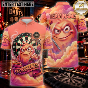 Maxcorners Darts Coral Orange Funny Cartoon Monster Personalized Name 3D Unisex Shirt