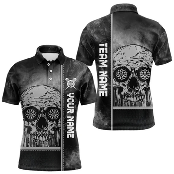Maxcorners Smokes Skull Dripping Dartboard In Eyes Dart Shirts For Men, Custom Dart Jerseys LM054