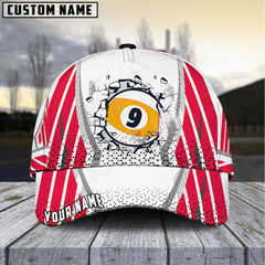 Maxcorners Billiard Ball 9 Wall Break Personalized Name 3D Cap (4 Colors)