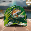 Maxcorners Fishing Green Splash Strike Multi Options Personalized Name 3D Cap (11 Fish Species)