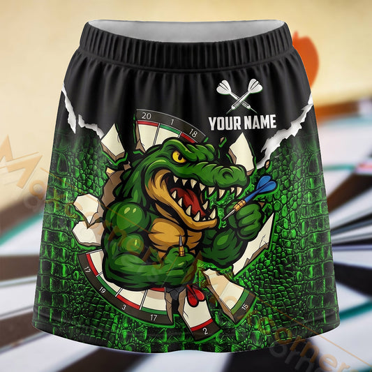Maxcorners Darts Christmas Crocodile Dartboard Personalized 3D Skort, Skirts With Shorts