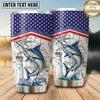 Maxcorners Fishing Tumbler Patriotic Flag Technical Blueprint Design Personalized Name Tumbler (13 Species)