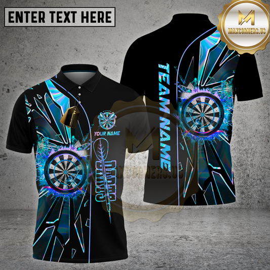 Maxcorners Dart Neon Crystal Break Dartboard Multicolor Options Personalized Name, Team Name 3D Shirt (4 Colors)