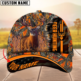 Maxcorners Premium Unique Version Of USa Flag Deer Hunting Multicolor Option Personalized Name 3D Cap