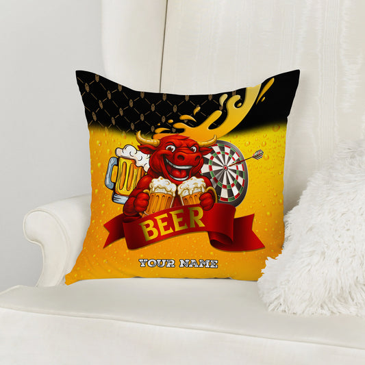 Maxcorners Darts Red Bull Beer Mascot Customized Name 3D Pillow