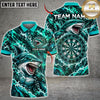 Maxcorners Darts Furious Shark Mascot Ocean Waves Target Board Splash Graphic Multicolor Customized Name, Team Name 3D Shirts