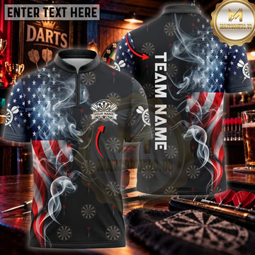 Maxcorners Darts & American Flag Skull Dartboard Graphic Customized Name, Team Name 3D Shirts