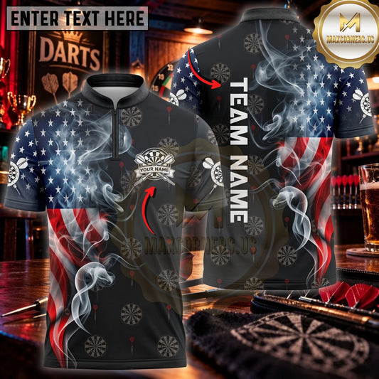 Maxcorners Darts & American Flag Skull Dartboard Graphic Customized Name, Team Name 3D Shirts