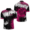 Maxcorners Pink Grunge Paint Splash Dart Polo & Quarter Zip Custom Dart Shirts For Men Darts Team Jerseys LM064