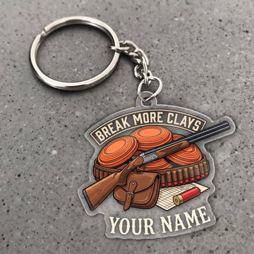 Maxcorners Clay Shooting Break More Clays Shotgun And Targets Customized Name 3D Keychain And Ornament