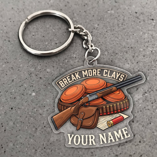 Maxcorners Clay Shooting Break More Clays Shotgun And Targets Customized Name 3D Keychain And Ornament
