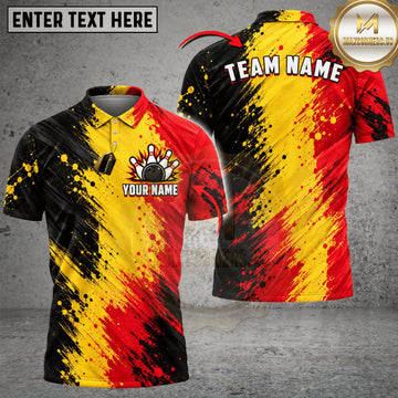 Maxcorners Bowling Belgium Flag Dynamic Brush Stroke Personalized Name 3D Unisex Shirt
