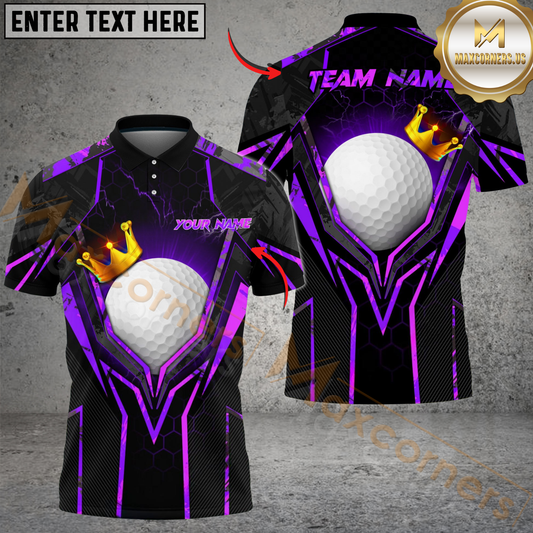 Maxcorners Golf King Crown Design Personalized Name, Team Name 3D Shirt (4 Colors)