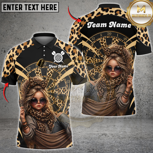 Maxcorners Darts Leopard Cool Girl Street Style Personalized Name 3D Unisex Shirt
