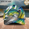 Maxcorners Fishing Fish Scale Silver Stripe Multi Options Personalized Name 3D Cap (11 Fish Species)